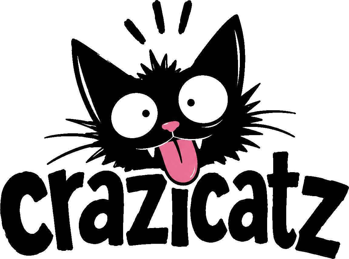 CraziCatz — a wide-eyed cartoon cat with its tongue out